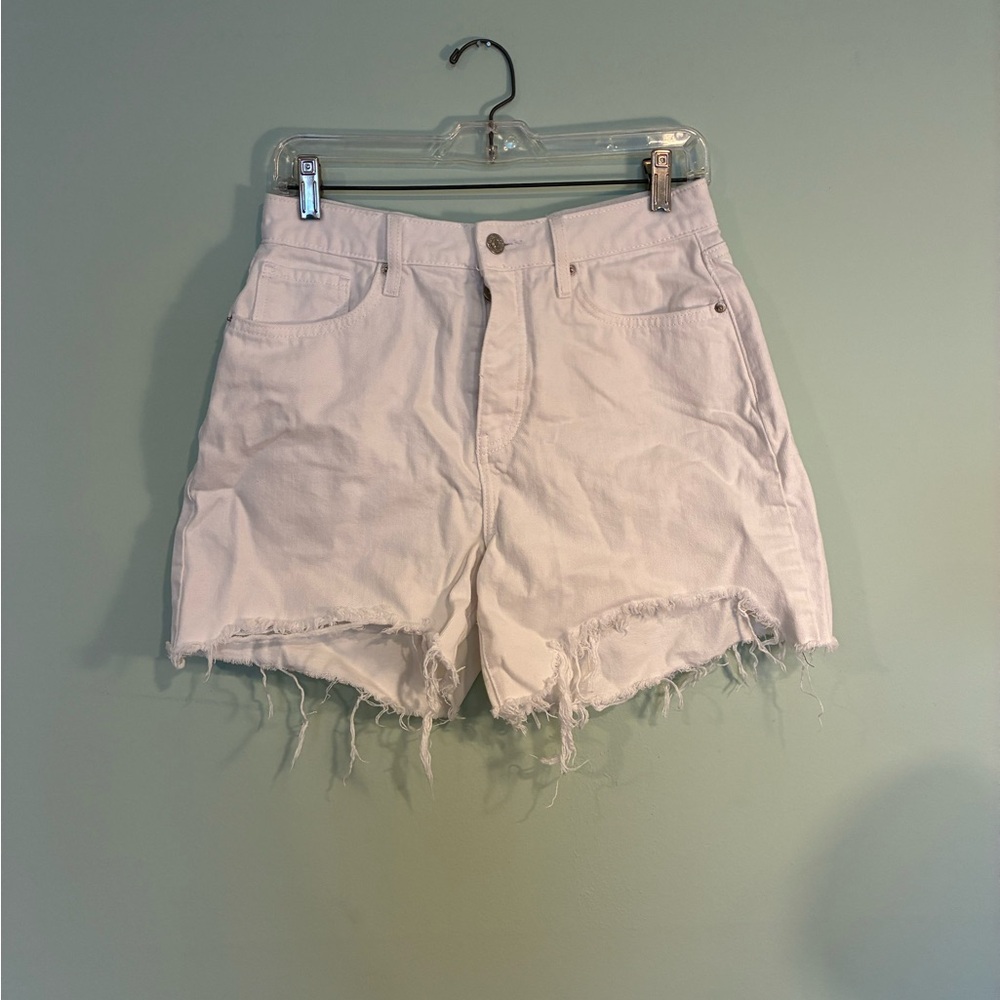 Forever 21 White Frayed Denim Shorts